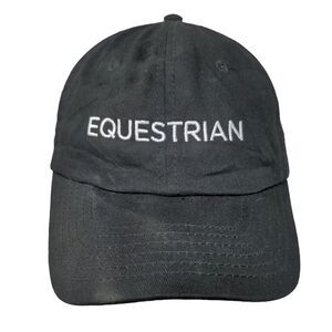 Equestrian Slideback Hat Black One Size Adjustable Embroidered 6 Panel DALIX